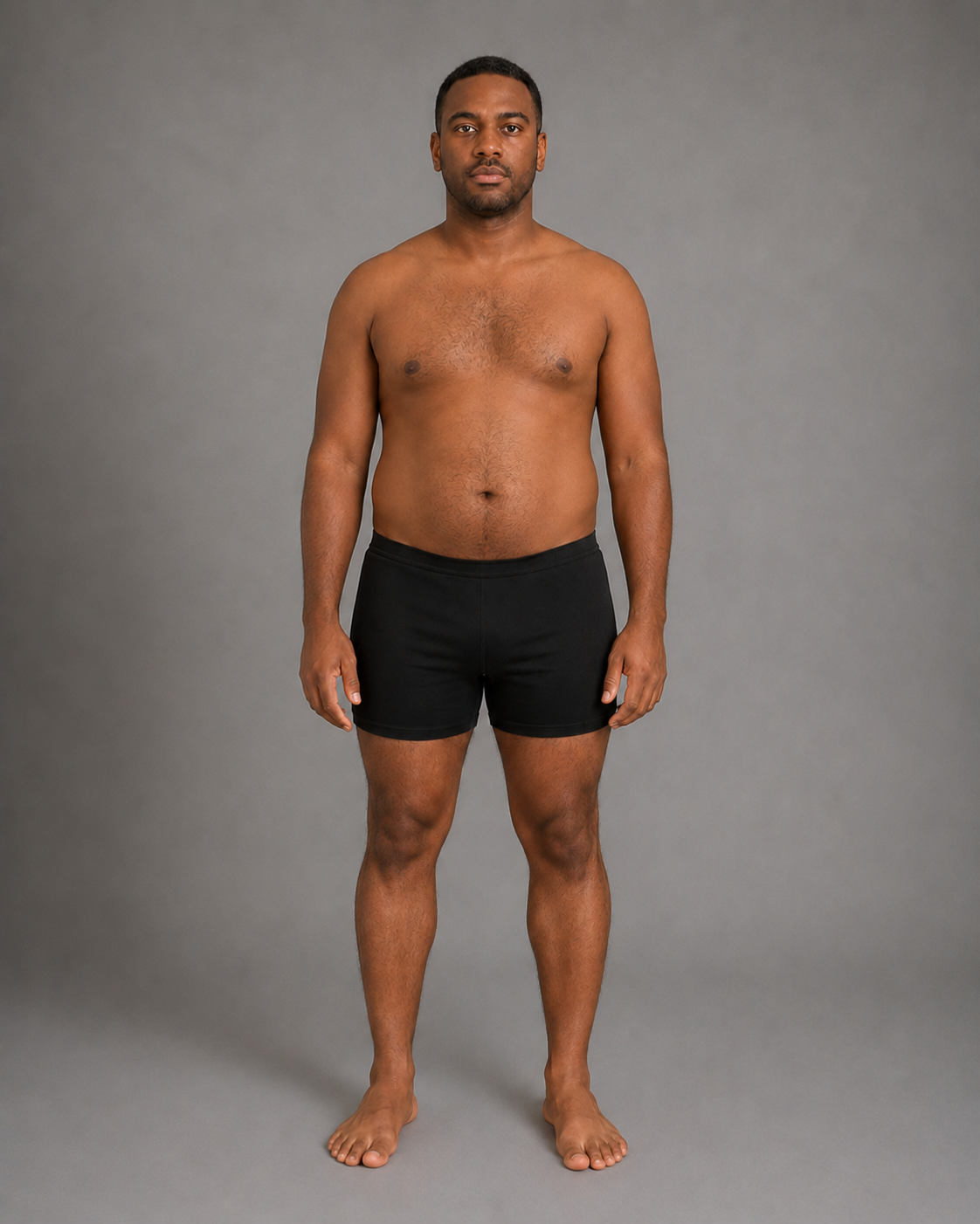 Before — higher body fat, less defined frame